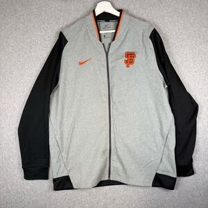 Nike Dri Fit Mens Large MLB San Francisco Giants Zip Front Jacket Gray Black